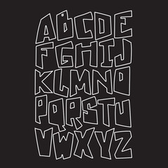 Hand drawn trendy font. Custom handwritten alphabet.