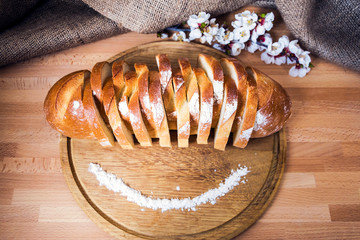 sliced loaf of fresh bread