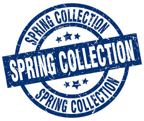 spring collection blue round grunge stamp