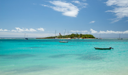Fototapeta na wymiar Panorama plage de la Datcha Les Gosier Grande Terre Guadeloupe France