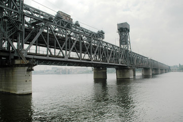 Bridge over the river Dnieper. Railroad bridge