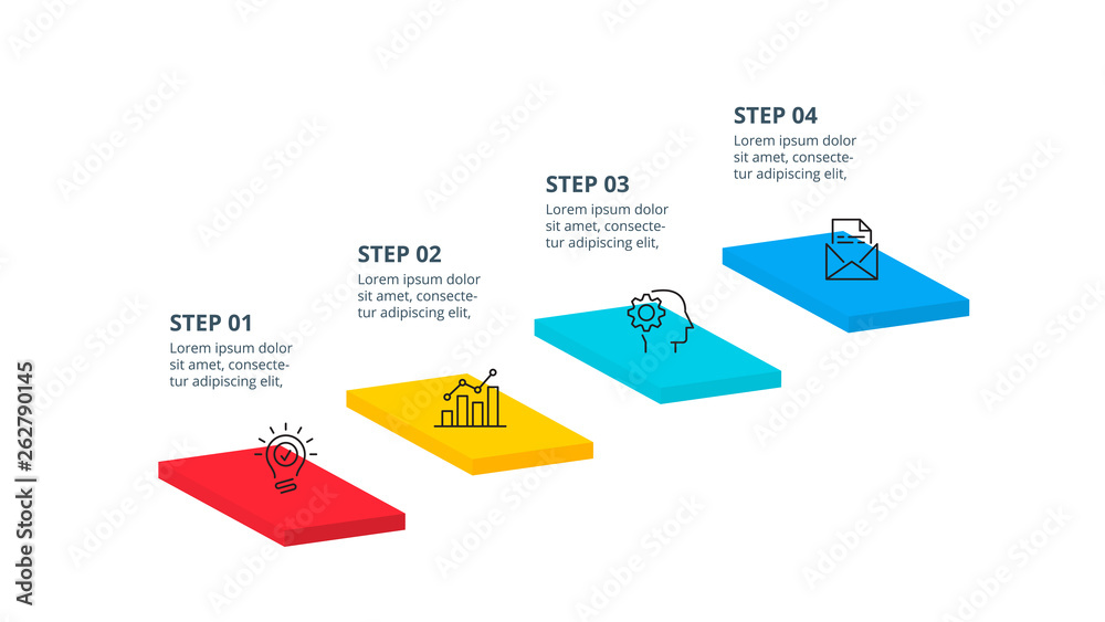 Poster abstract infographics number options template with 4 stairs. vector illustration. can be used for wo