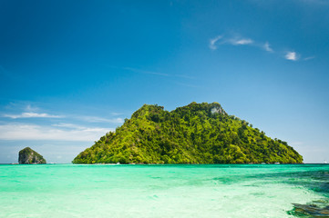 tropical island with blue sky