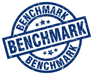 benchmark blue round grunge stamp