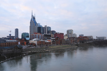 Fototapeta na wymiar Nashville, Tennessee city center and Cumberland River