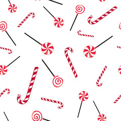 Candy white and red colored New year and Christmass seamless pattern background