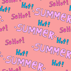 Summer hot pattern for background or package. Seasons concept. Handwritten modern lettering.