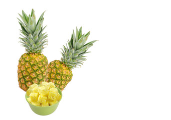 Fresh pineapples on an isolated white background