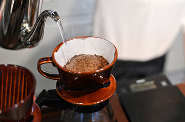 Closeup and selective drip coffee.