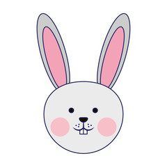 Rabbit cute animal head blue lines