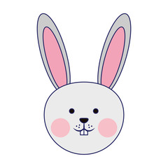 Rabbit cute animal head blue lines