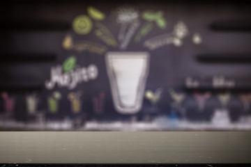 Desk of free space and summer bar 