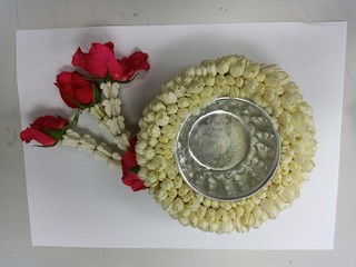 The steering wheel is presented to the monks at the Songkran festival.1