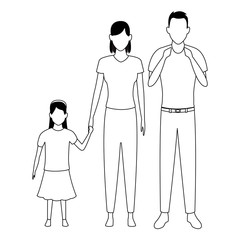 family avatar cartoon character black and white