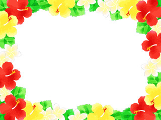 ハイビスカスとプルメリアのイラスト背景