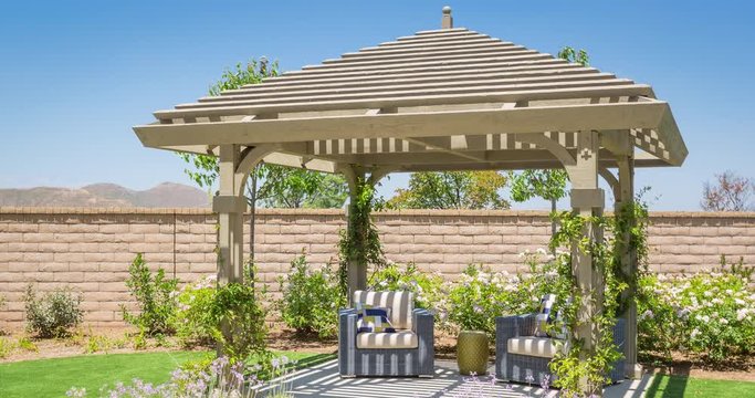 4k Custom Pergola Drawing Transitioning to Photograph