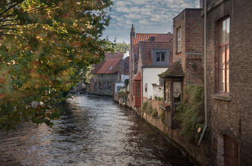 Fototapeta na wymiar Bruges city in autumn. Belgium October 2018