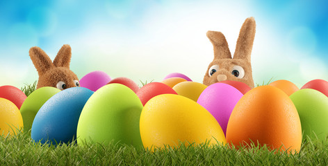 Colorful Easter eggs 3d-illustration