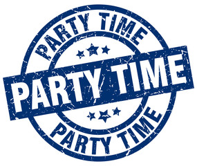 party time blue round grunge stamp