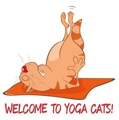 Türaufkleber Essential Yoga Poses for Cats. Vector Illustration of a Cute Cat. Cartoon Character  © liusa