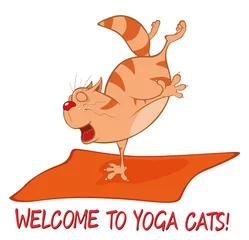Fototapeten Essential Yoga Poses for Cats. Vector Illustration of a Cute Cat. Cartoon Character  © liusa