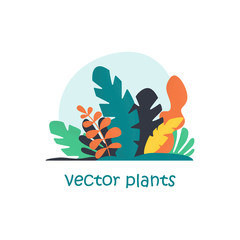 Tropical Plants isolated vector illustration. Trendy jungle leaves. Exotic background in flat style