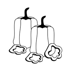 Fresh vegetables cartoon in black and white