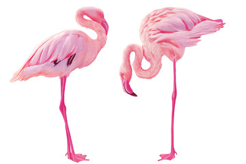 Bright drawn american flamingo set isolated © Julia