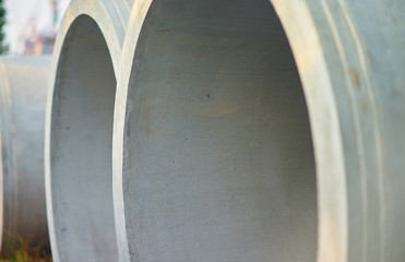 Big cement pipes in stack ,closed up