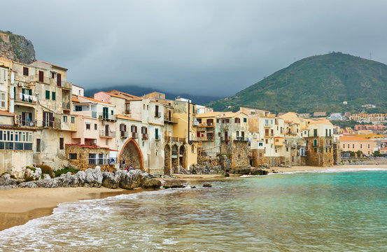 Houses by the sea in Cefalu