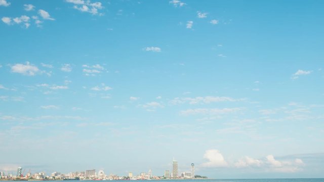 Amazing timelapse of Batumi city skyline. Modern architecture In seafront promenade.