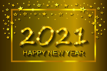 Happy New Year 2021 - greeting card, flyer, invitation - vector