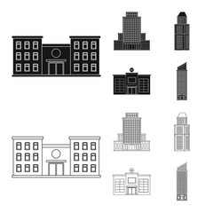 Fototapeta premium Vector illustration of municipal and center icon. Collection of municipal and estate stock symbol for web.