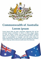 Flag of Australia, Commonwealth of Australia. Template for award design, an official document with the flag of Australia and other uses. Bright, colorful vector illustration.