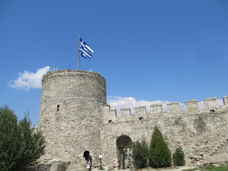 view of Ruins of fortress of Kavala, East Macedonia and Thrace, Greece