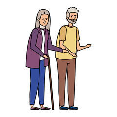old couple with canes characters