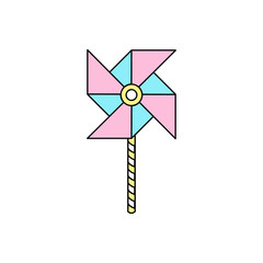 Cute windmill vector outlined illustration icon. Isolated.