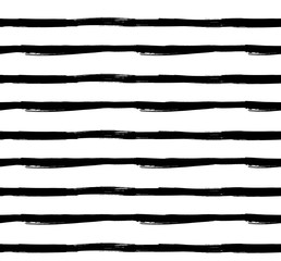 Vector Seamless Pattern, Handdrawn Stripes, Black Strokes on White Background.