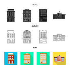 Vector design of municipal and center symbol. Set of municipal and estate   stock vector illustration.