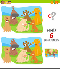 find differences game with cartoon dogs