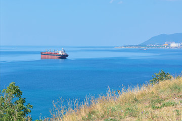 a sea container ship is on the sea raid