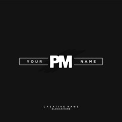 P M PM Initial logo hand draw template vector