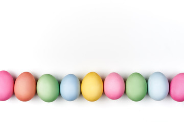 Easter holiday symbols colorful eggs background white and pattern colors