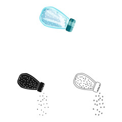 Vector illustration of bottle  and salt logo. Collection of bottle  and pack  stock symbol for web.