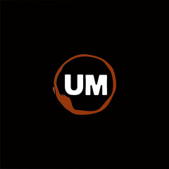U M UM Initial logo hand draw template vector