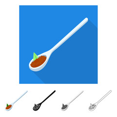 Vector design of spoon  and tea  icon. Collection of spoon  and leaf  stock symbol for web.