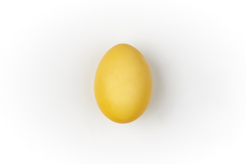 Easter holiday symbols one yellow egg isolated minimal background white 