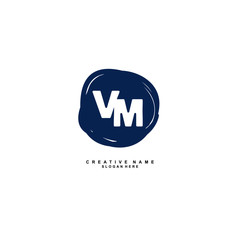 V M VM Initial logo hand draw template vector
