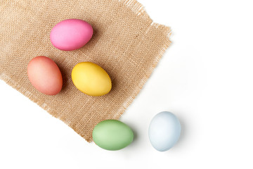 Easter holiday symbols colorful eggs background white and pattern colors