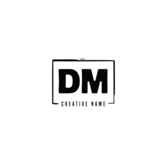 D M DM Initial logo hand draw template vector